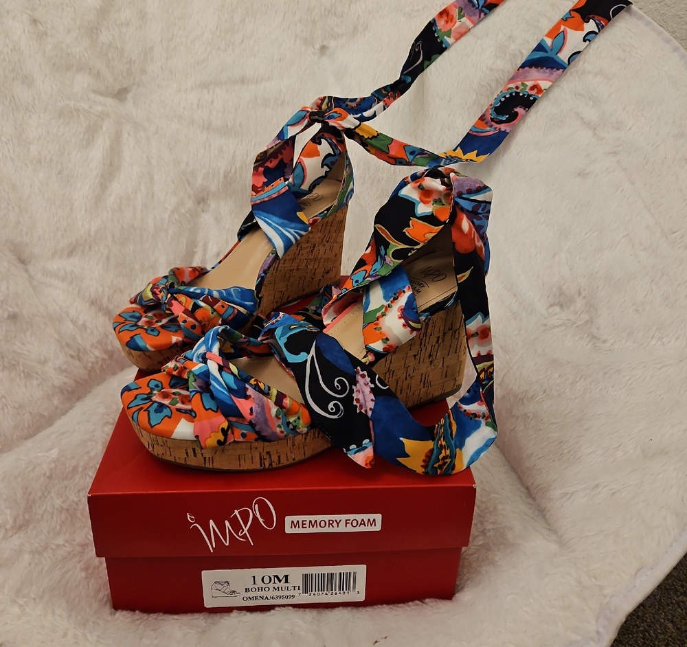 Impo Boho Multi Wedge Sandals with Strappy Design
